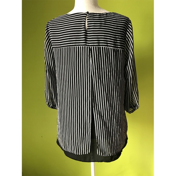 AB Studio Scoop Split Back Striped Lined Top L - Picture 2 of 7